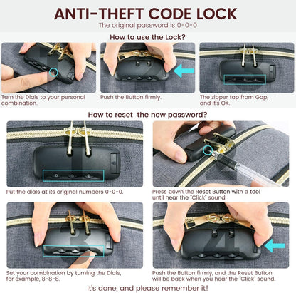 Stylish  Anti-Theft Laptop Backpack for Men & Women - Perfect for Work, College, and Outdoor Adventures - Fits 15.6 Inch Laptops - Grey