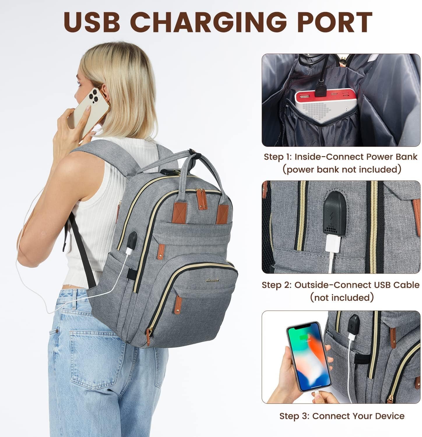 Stylish  Anti-Theft Laptop Backpack for Men & Women - Perfect for Work, College, and Outdoor Adventures - Fits 15.6 Inch Laptops - Grey