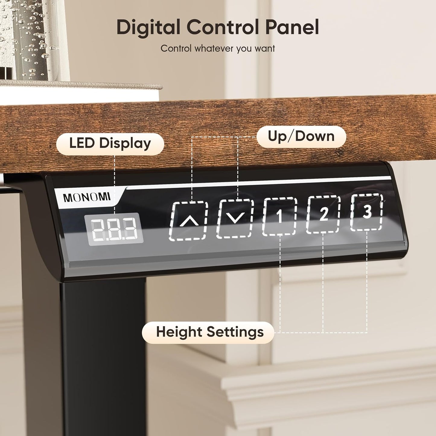 55" Height Adjustable Electric Standing Desk - Versatile Sit-Stand Workstation for Home Office, Gaming, and Study - Stylish Brown Finish