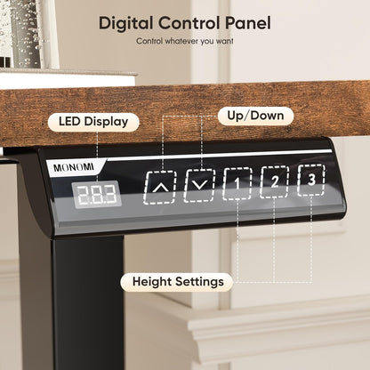 55" Height Adjustable Electric Standing Desk - Versatile Sit-Stand Workstation for Home Office, Gaming, and Study - Stylish Brown Finish