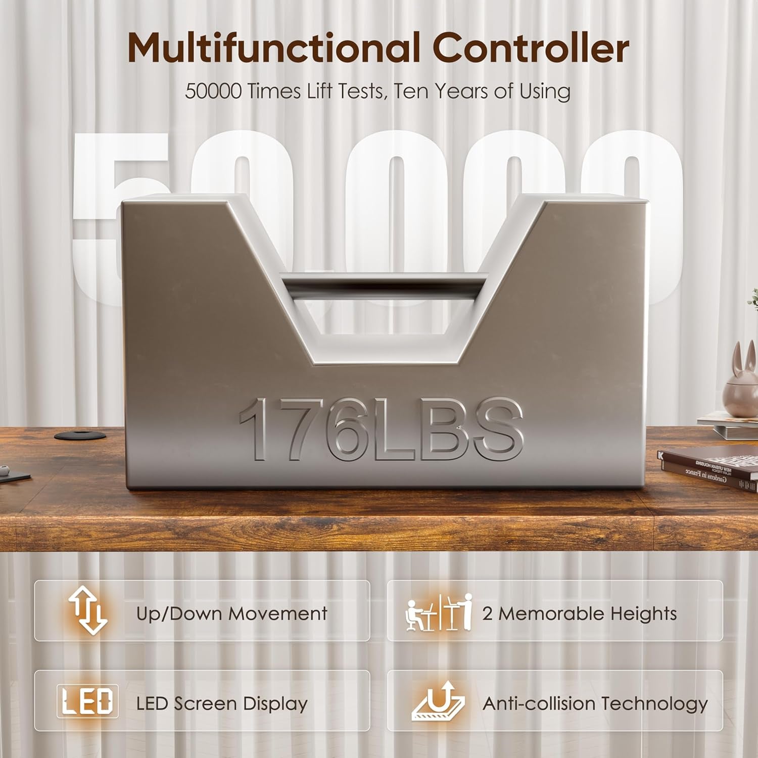 55" Height Adjustable Electric Standing Desk - Versatile Sit-Stand Workstation for Home Office, Gaming, and Study - Stylish Brown Finish