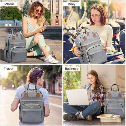 Stylish  Anti-Theft Laptop Backpack for Men & Women - Perfect for Work, College, and Outdoor Adventures - Fits 15.6 Inch Laptops - Grey
