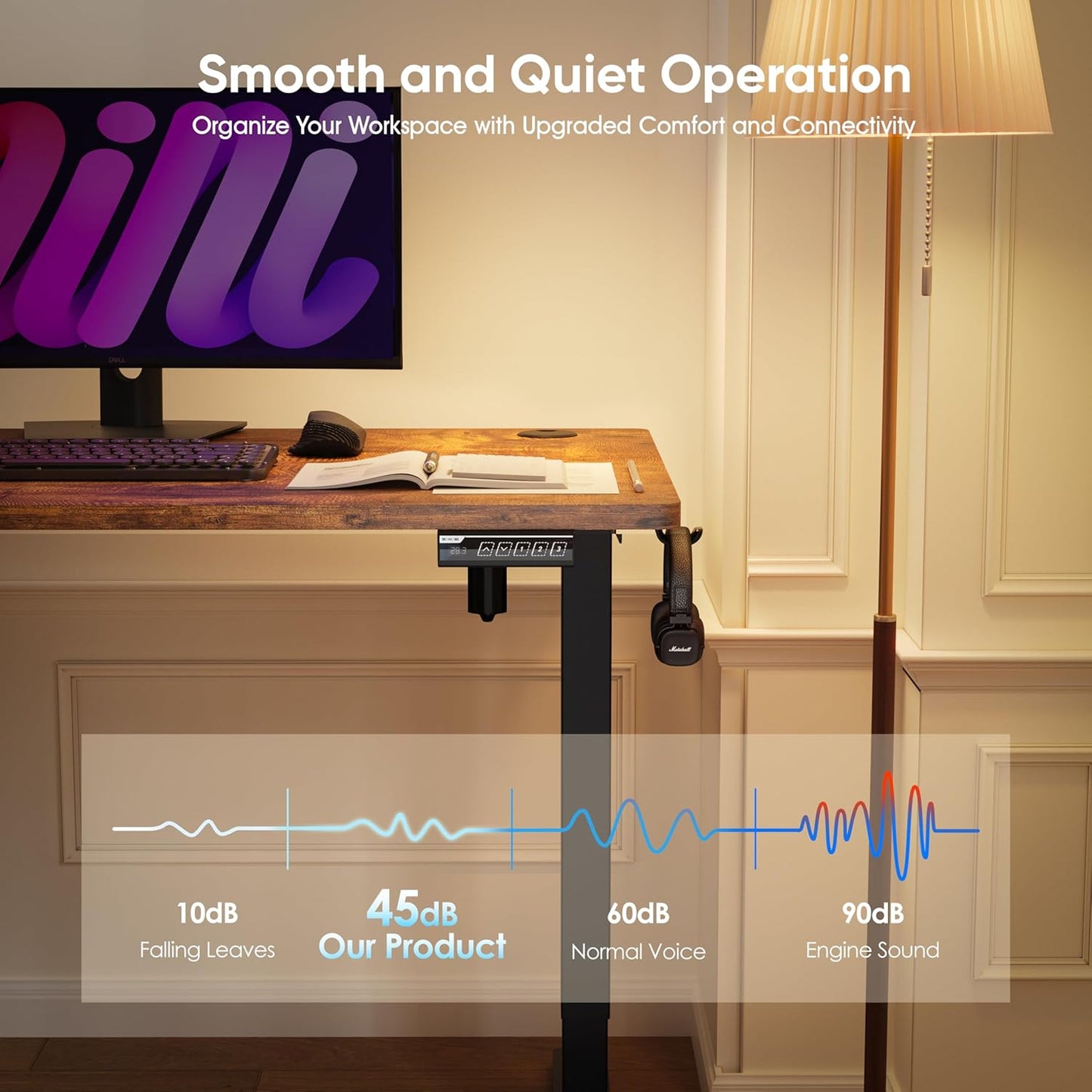 55" Height Adjustable Electric Standing Desk - Versatile Sit-Stand Workstation for Home Office, Gaming, and Study - Stylish Brown Finish