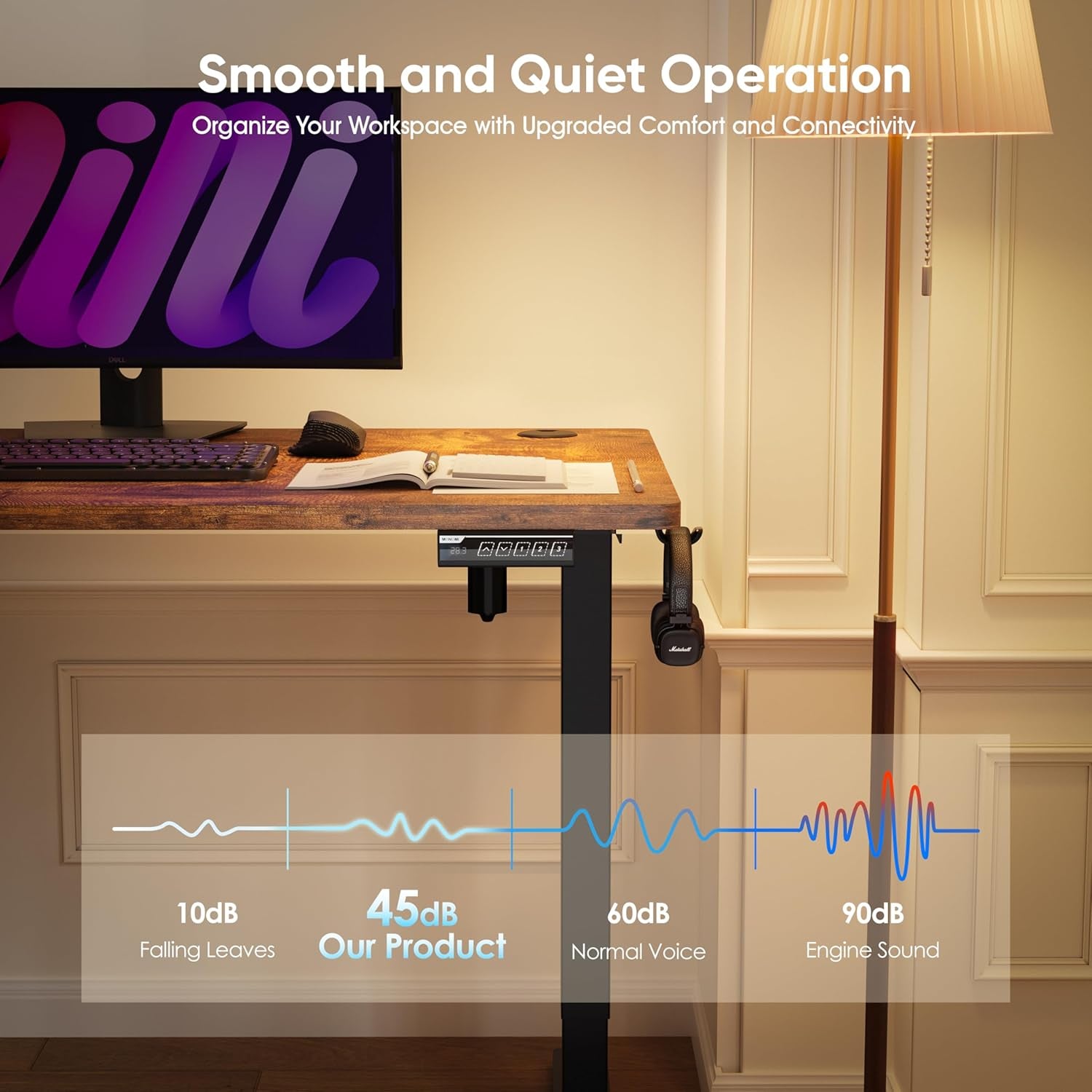 55" Height Adjustable Electric Standing Desk - Versatile Sit-Stand Workstation for Home Office, Gaming, and Study - Stylish Brown Finish